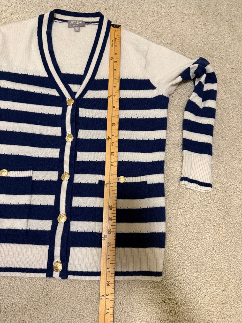 J. Crew Cashmere Cardigan Sweater In Sailor Stripe For Women Size XS - Picture 5 of 14